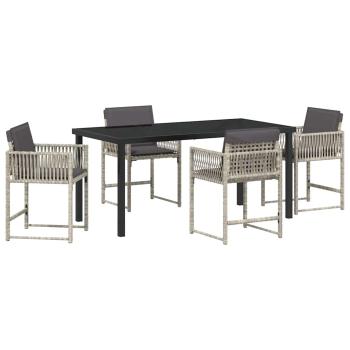 Garten Essgruppe 5 pcs Hellgrau Poly-Rattan