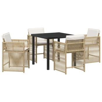 Garten Essgruppe 5 pcs Beige Poly-Rattan