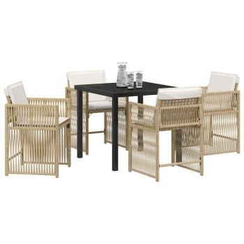 Garten Essgruppe 5 pcs Beige Poly-Rattan