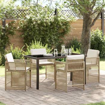 ARDEBO.de - Garten Essgruppe 5 pcs Beige Poly-Rattan