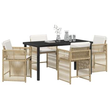Garten Essgruppe 5 pcs Beige Poly-Rattan