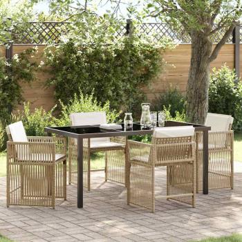 ARDEBO.de - Garten Essgruppe 5 pcs Beige Poly-Rattan