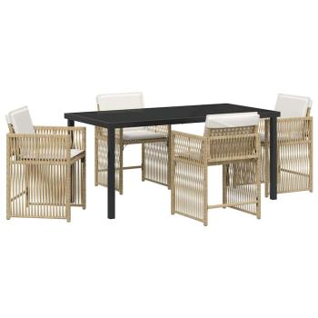 Garten Essgruppe 5 pcs Beige Poly-Rattan