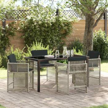 ARDEBO.de - Garten Essgruppe 5 pcs Hellgrau Poly-Rattan