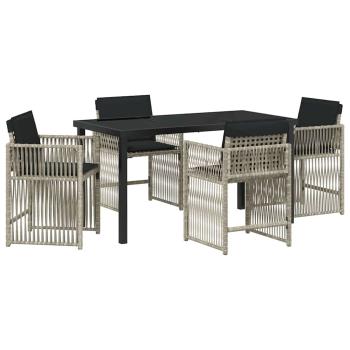 Garten Essgruppe 5 pcs Hellgrau Poly-Rattan