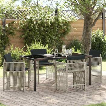 ARDEBO.de - Garten Essgruppe 5 pcs Hellgrau Poly-Rattan
