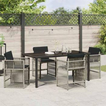 Garten Essgruppe 5 pcs Hellgrau Poly-Rattan