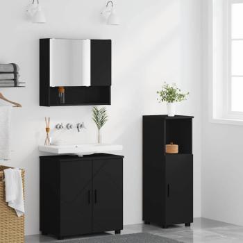 Badezimmermöbel Set 3 pcs Schwarz 61 x 35 x 64 cm Holzwerkstoff
