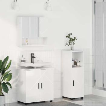 ARDEBO.de - Badezimmermöbel Set 3 pcs Hochglanz-Weiß 61 x 35 x 64 cm