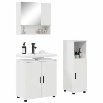 Badezimmermöbel Set 3 pcs Hochglanz-Weiß 61 x 35 x 64 cm
