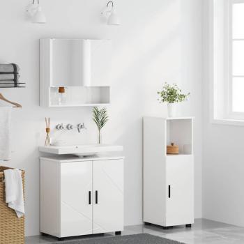 Badezimmermöbel Set 3 pcs Hochglanz-Weiß 61 x 35 x 64 cm