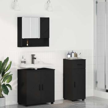 ARDEBO.de - Badezimmermöbel Set 3 pcs Schwarz 61 x 35 x 64 cm Holzwerkstoff