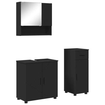 Badezimmermöbel Set 3 pcs Schwarz 61 x 35 x 64 cm Holzwerkstoff