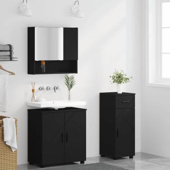 Badezimmermöbel Set 3 pcs Schwarz 61 x 35 x 64 cm Holzwerkstoff