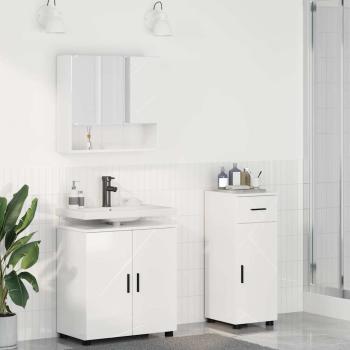 ARDEBO.de - Badezimmermöbel Set 3 pcs Hochglanz-Weiß 61 x 35 x 64 cm