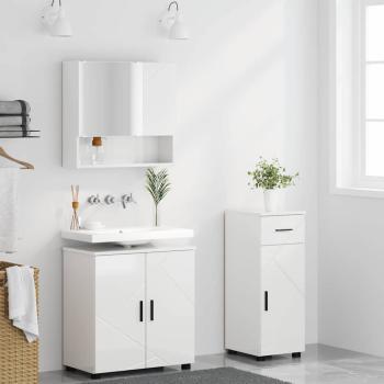 Badezimmermöbel Set 3 pcs Hochglanz-Weiß 61 x 35 x 64 cm