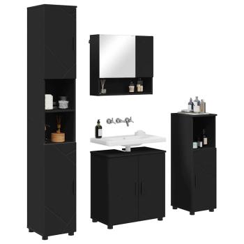 Badezimmermöbel Set 4 pcs Schwarz 61 x 35 x 64 cm Holzwerkstoff