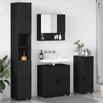ARDEBO.de - Badezimmermöbel Set 4 pcs Schwarz 61 x 35 x 64 cm Holzwerkstoff