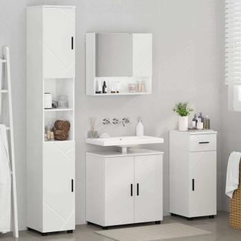 Badezimmermöbel Set 4 pcs Hochglanz-Weiß 61 x 35 x 64 cm