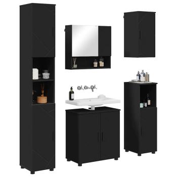 Badezimmermöbel Set 5 pcs Schwarz 61 x 35 x 64 cm Holzwerkstoff
