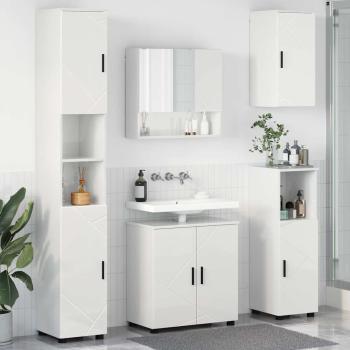 ARDEBO.de - Badezimmermöbel Set 5 pcs Hochglanz-Weiß 61 x 35 x 64 cm