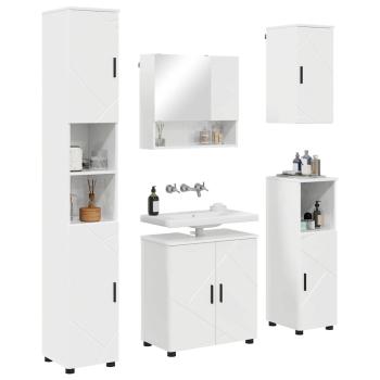 Badezimmermöbel Set 5 pcs Hochglanz-Weiß 61 x 35 x 64 cm