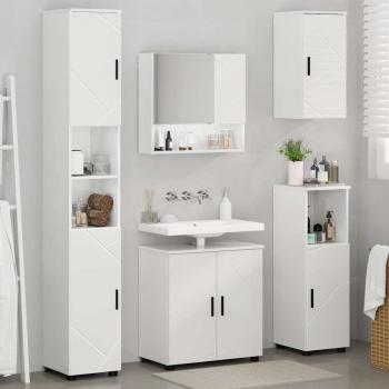 Badezimmermöbel Set 5 pcs Hochglanz-Weiß 61 x 35 x 64 cm