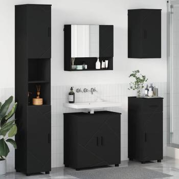 ARDEBO.de - Badezimmermöbel Set 5 pcs Schwarz 61 x 35 x 64 cm Holzwerkstoff