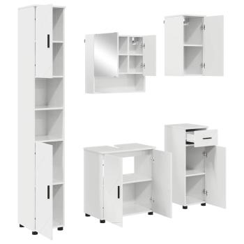 Badezimmermöbel Set 5 pcs Hochglanz-Weiß 61 x 35 x 64 cm