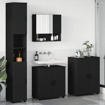 ARDEBO.de - Badezimmermöbel Set 4 pcs Schwarz 61 x 35 x 64 cm Holzwerkstoff