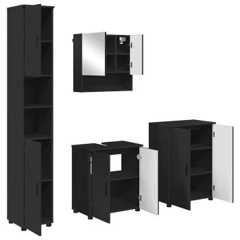 Badezimmermöbel Set 4 pcs Schwarz 61 x 35 x 64 cm Holzwerkstoff