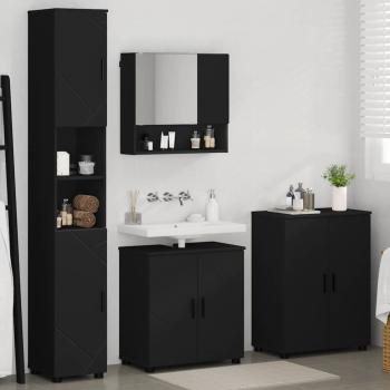 Badezimmermöbel Set 4 pcs Schwarz 61 x 35 x 64 cm Holzwerkstoff
