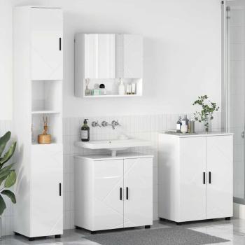 ARDEBO.de - Badezimmermöbel Set 4 pcs Hochglanz-Weiß 61 x 35 x 64 cm