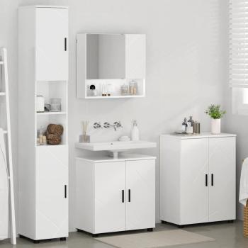 Badezimmermöbel Set 4 pcs Hochglanz-Weiß 61 x 35 x 64 cm