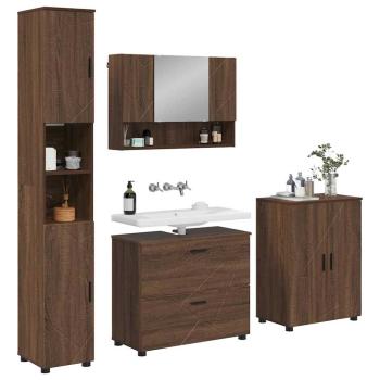 Badezimmermöbel Set mit Tür 4 pcs Braune Eiche 30 x 35 x 192 cm
