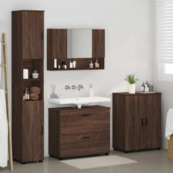 Badezimmermöbel Set mit Tür 4 pcs Braune Eiche 30 x 35 x 192 cm