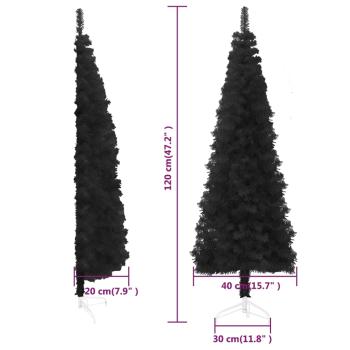 Künstlicher Halb-Weihnachtsbaum Ständer Schlank Schwarz 120 cm