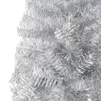 Künstlicher Halb-Weihnachtsbaum Ständer Schlank Silbern 150 cm