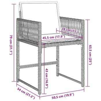 Gartenstühle mit Kissen 4 Stk. Hellgrau Poly Rattan