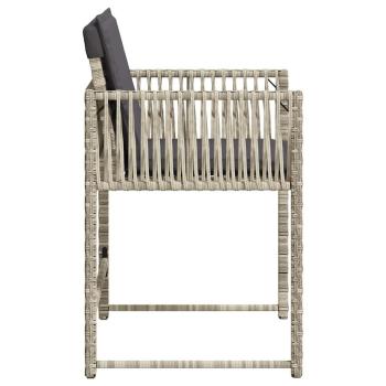 Gartenstühle mit Kissen 4 Stk. Hellgrau Poly Rattan