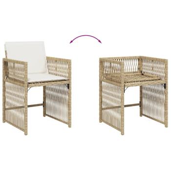 Gartenstühle mit Kissen 4 Stk. Beige Poly Rattan