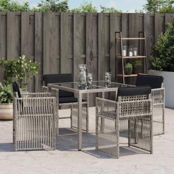 Gartenstühle mit Kissen 4 Stk. Hellgrau Poly Rattan