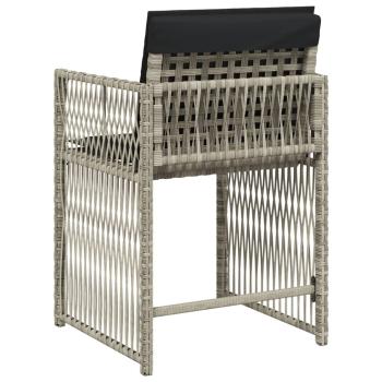 Gartenstühle mit Kissen 4 Stk. Hellgrau Poly Rattan
