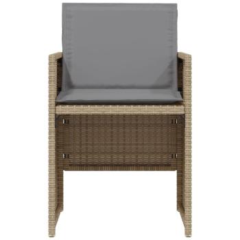 3-tlg. Bistro-Set mit Kissen Beigemischung Poly Rattan