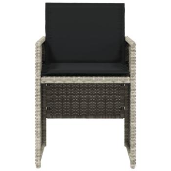 5-tlg. Garten-Essgruppe mit Kissen Hellgrau Poly Rattan