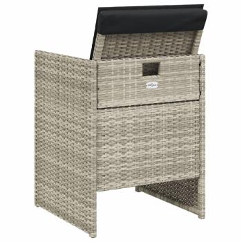 5-tlg. Garten-Essgruppe mit Kissen Hellgrau Poly Rattan