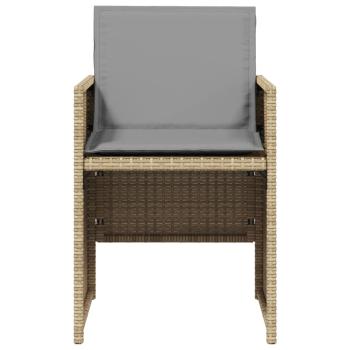 5-tlg. Garten-Essgruppe mit Kissen Beigemischung Poly Rattan