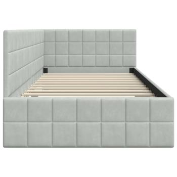 Eckbettgestell mit Kopfteil Hellgrau 90 x 200 cm Samt
