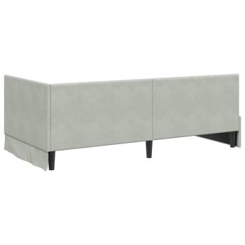 Eckbettgestell mit Kopfteil Hellgrau 90 x 200 cm Samt