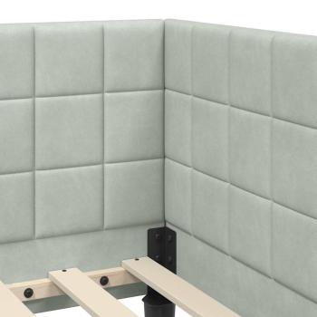 Eckbettgestell mit Kopfteil Hellgrau 90 x 200 cm Samt